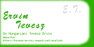 ervin tevesz business card